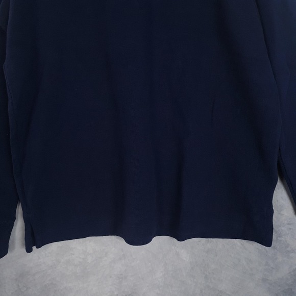 Polo Ralph Lauren Sweater Mens Large Navy Cotton 1/4 Zip Mock Neck Pullover FLAW - Picture 6 of 16
